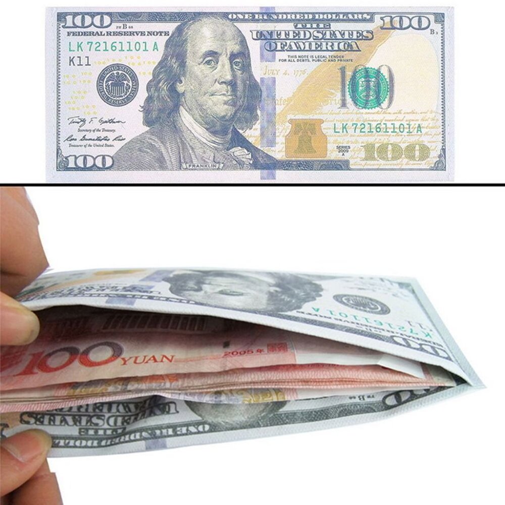 One Hundred Dollar Wallet/ $100 Bill Print/ Money Theme - Bi-Fold Style- NWT